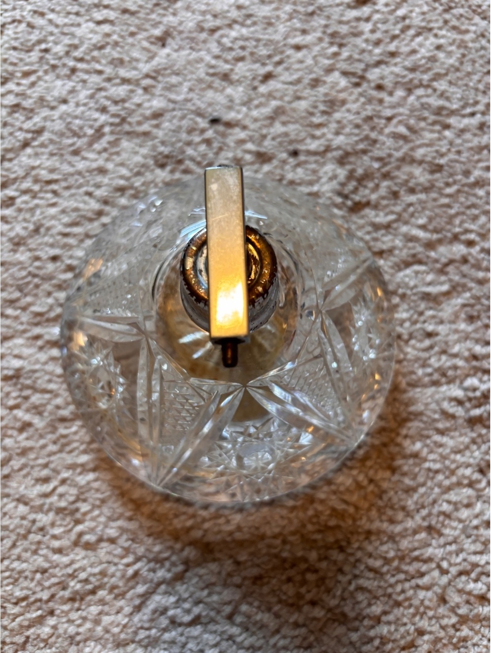 Vintage Art Deco Cut Crystal Perfume Bottle Atomizer Starburst Flacon Czech 1930